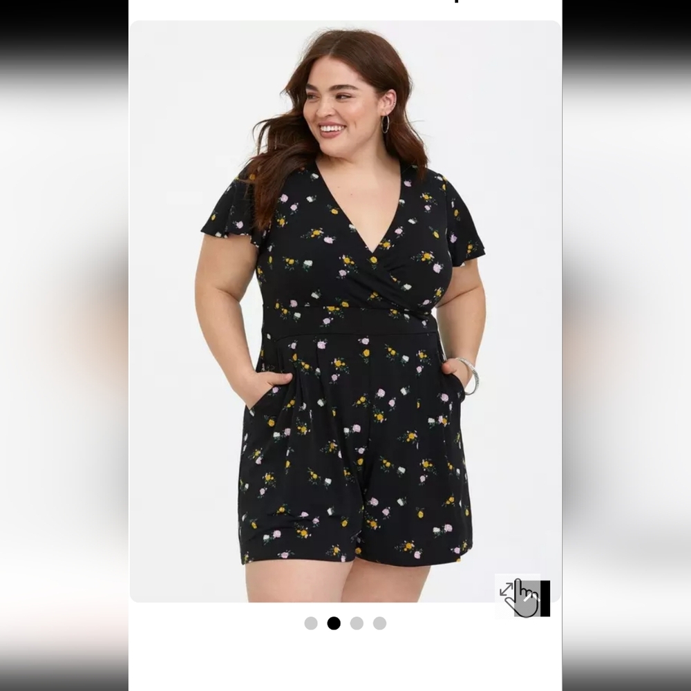 TORRID Black Floral Studio Knit Romper 2XL - Picture 2 of 11